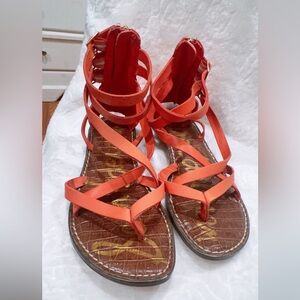 Sam Edelman Vibrant Orange Strappy  Gladiador Sandals